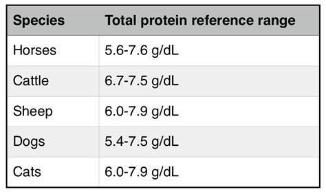 total protein dog normal range